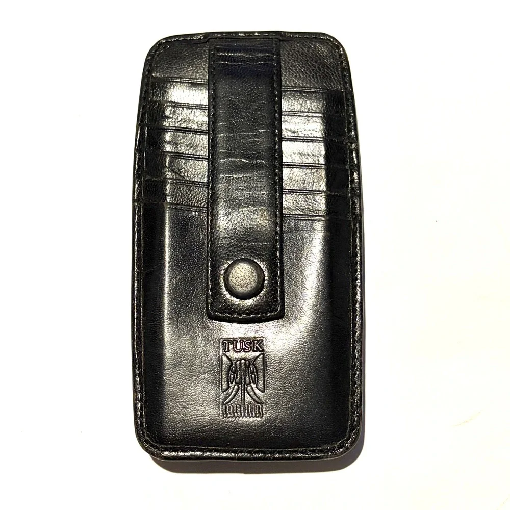 Tusk Card Case Wallet Minimalist Black Leather Utility Grunge